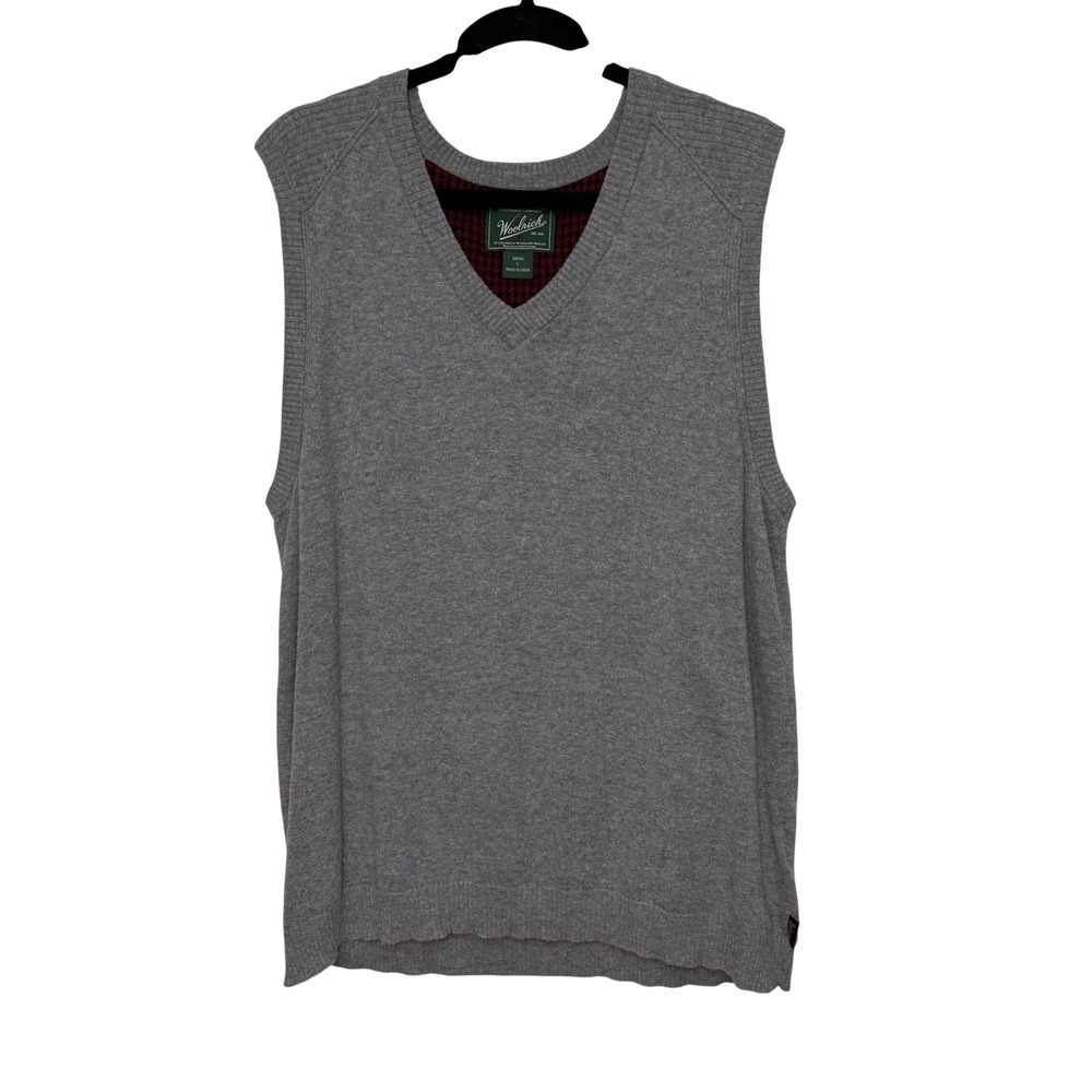 Woolrich‎ Mens Gray V-Neck Sweater Vest Cotton Wool Blend Size L 13038 GRH